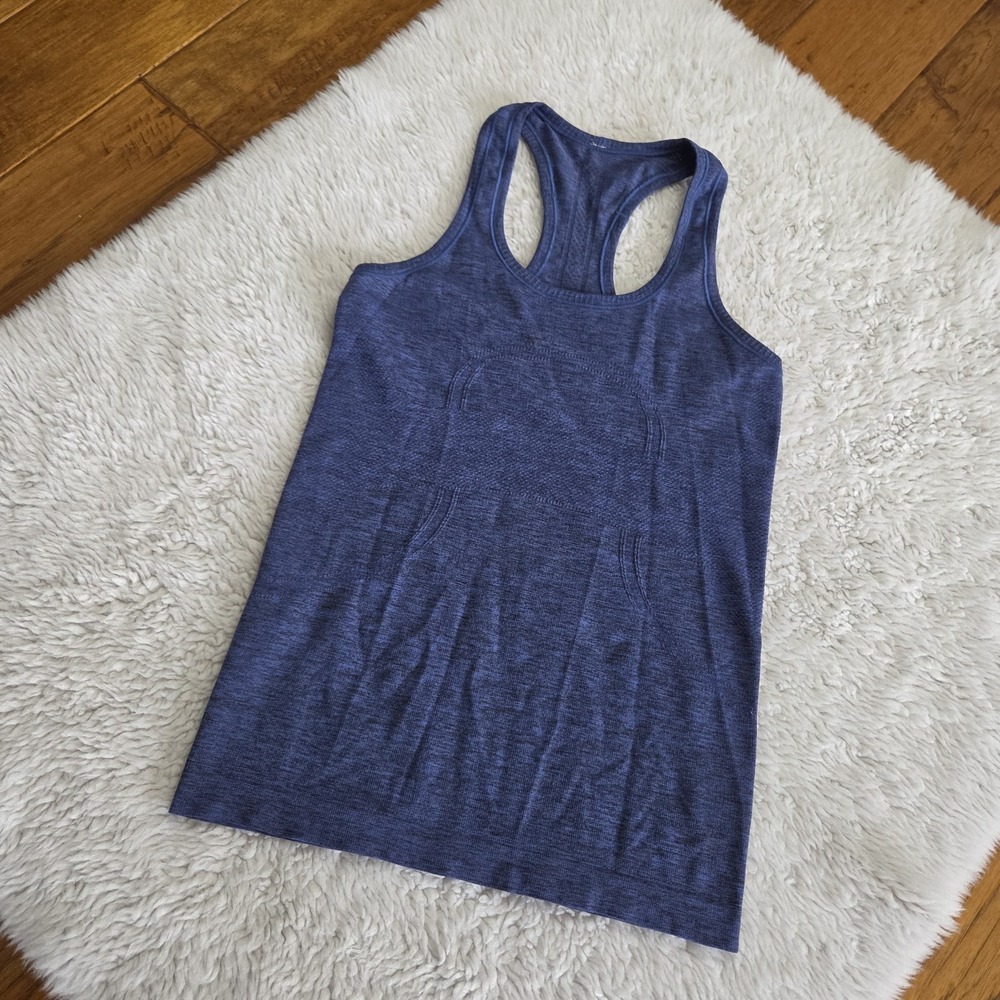 Lululemon Run Swiftly Tank Top Women's 6 Blue Black